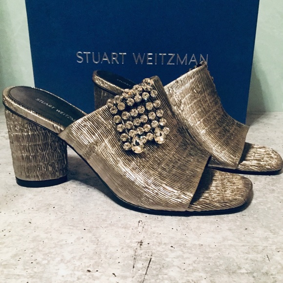 Stuart Weitzman Theone Pleated Lurex Heels 7 - Picture 3 of 8